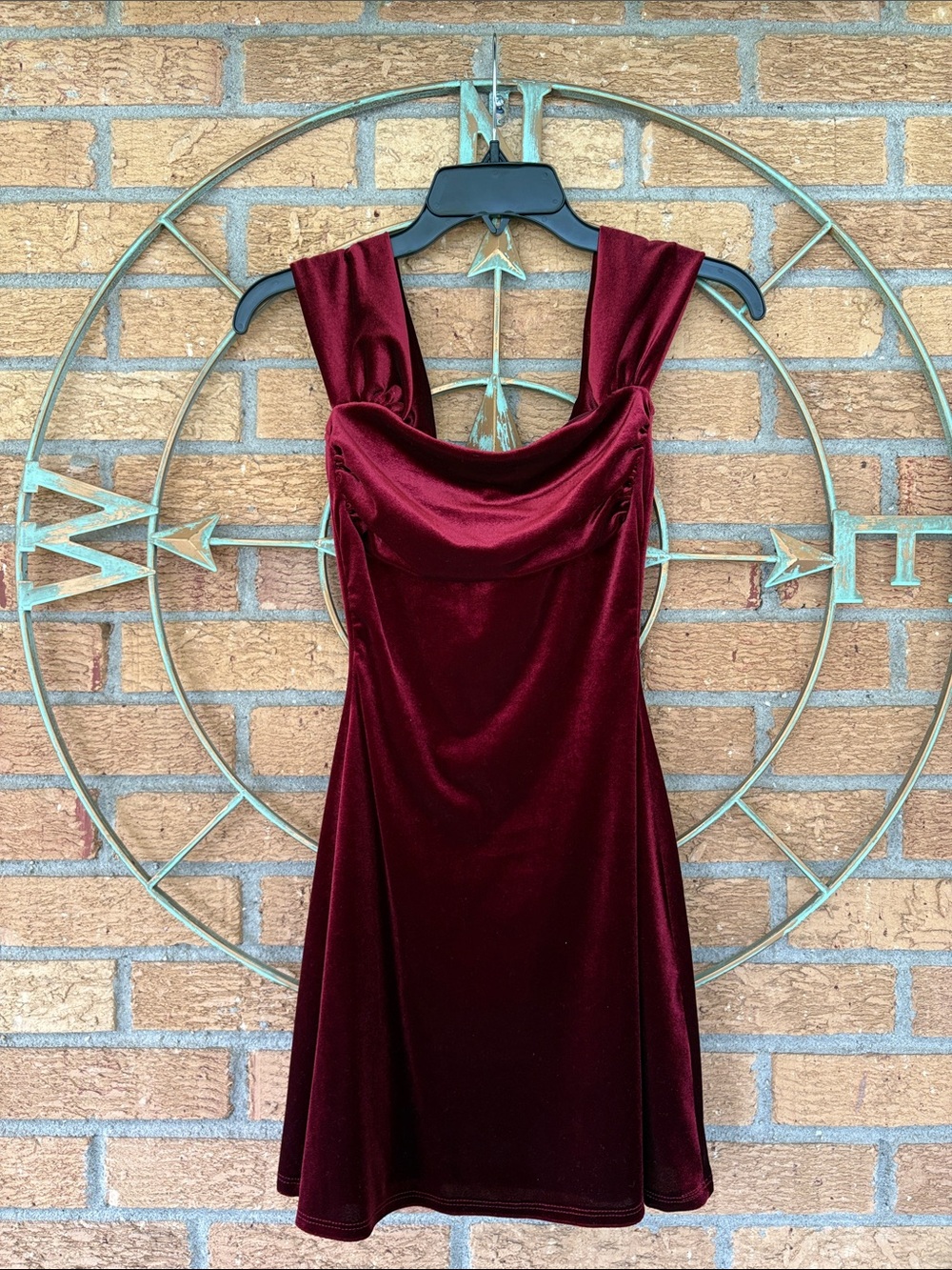 Women's Velvet Cowl Neck Dress in Burgundy